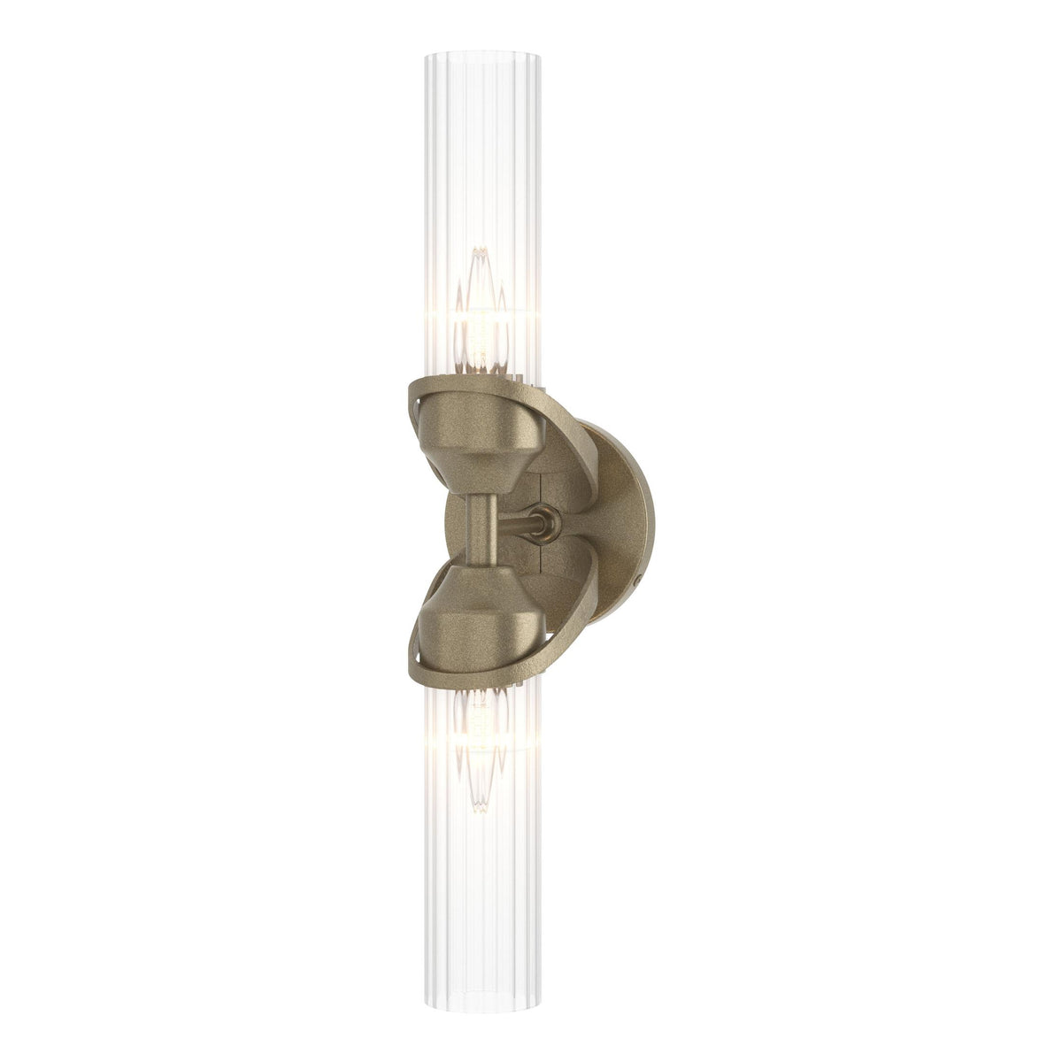 Hubbardton Forge 2022 Soft Gold Clear Glass (ZM) Bow 2-Light Bath Sconce