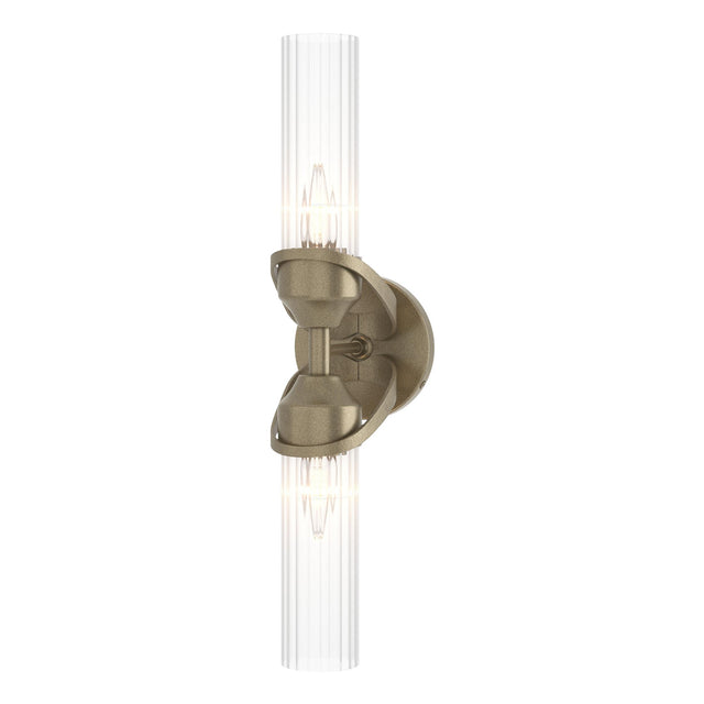 Hubbardton Forge 2022 Soft Gold Clear Glass (ZM) Bow 2-Light Bath Sconce