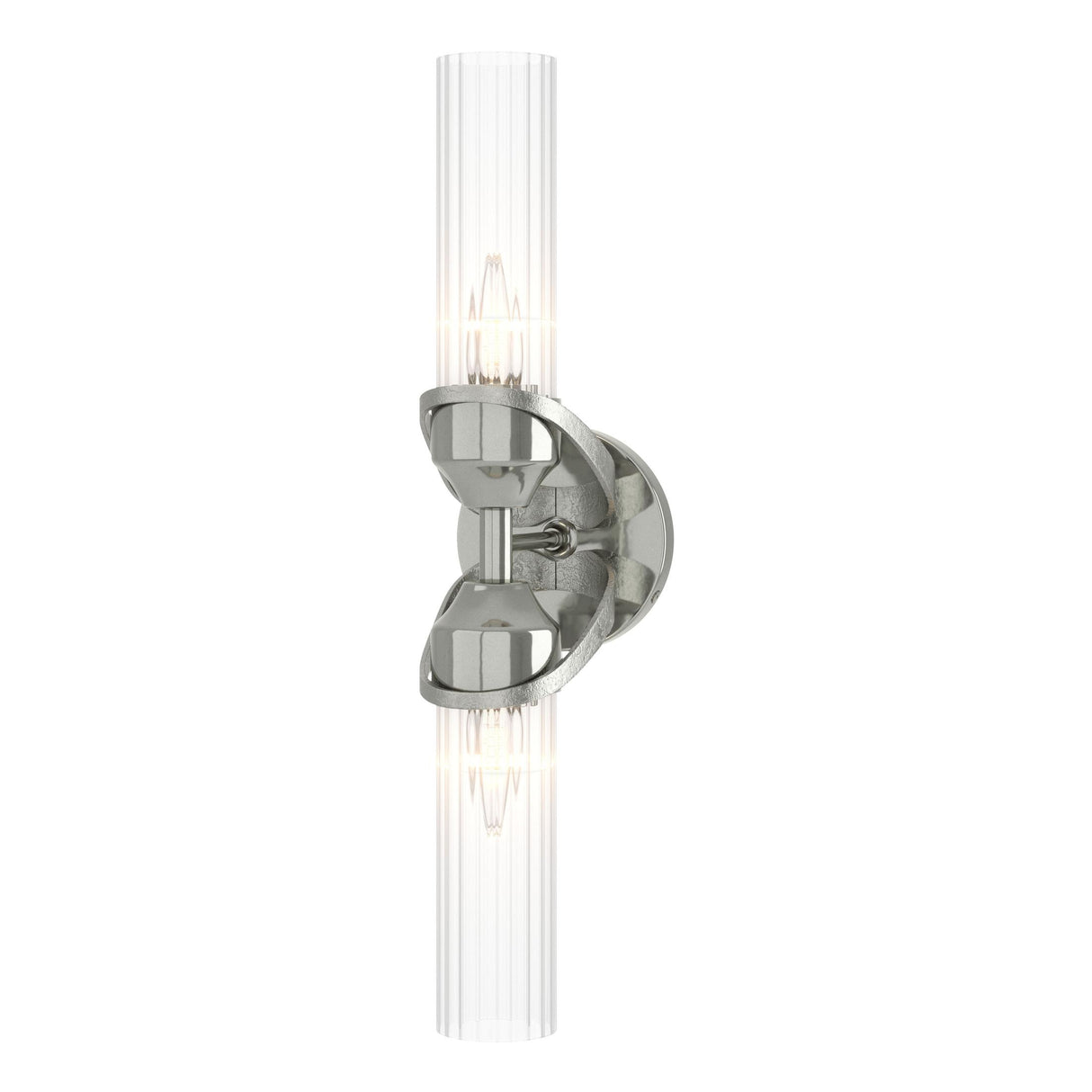 Hubbardton Forge 2022 Sterling Clear Glass (ZM) Bow 2-Light Bath Sconce