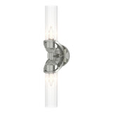 Hubbardton Forge 2022 Sterling Clear Glass (ZM) Bow 2-Light Bath Sconce