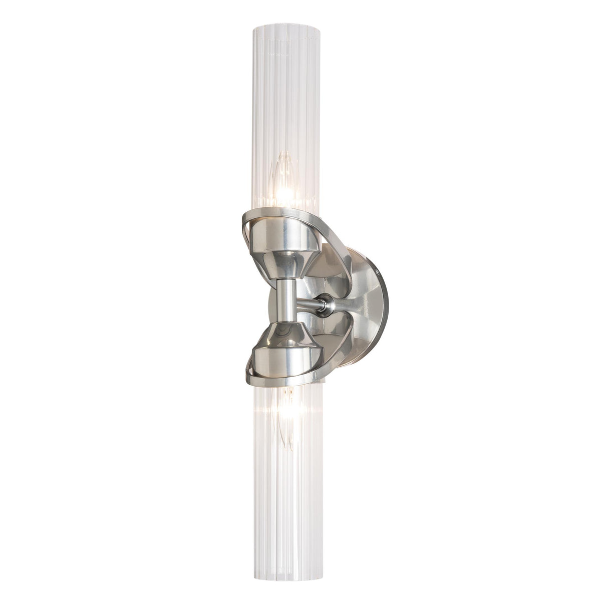 Hubbardton Forge 2022 Sterling Clear Glass (ZM) Bow 2-Light Bath Sconce
