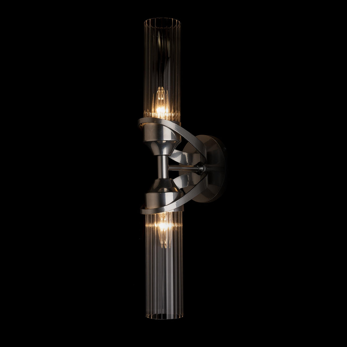 Hubbardton Forge 2022 Sterling Clear Glass (ZM) Bow 2-Light Bath Sconce