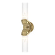 Hubbardton Forge 2022 Modern Brass Clear Glass (ZM) Bow 2-Light Bath Sconce