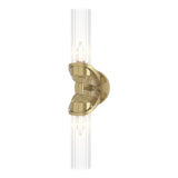 Hubbardton Forge 2022 Modern Brass Clear Glass (ZM) Bow 2-Light Bath Sconce
