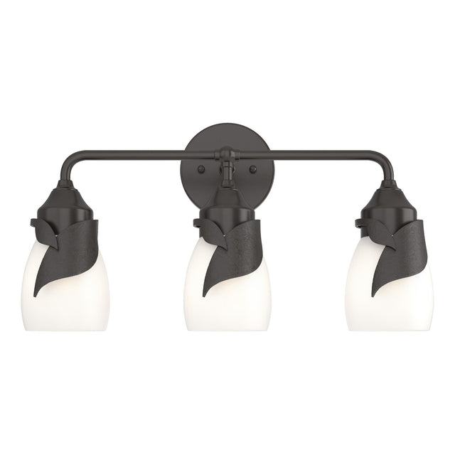 Hubbardton Forge 2022 Oil Rubbed Bronze Opal Glass (GG) Lapas 3-Light Bath Sconce