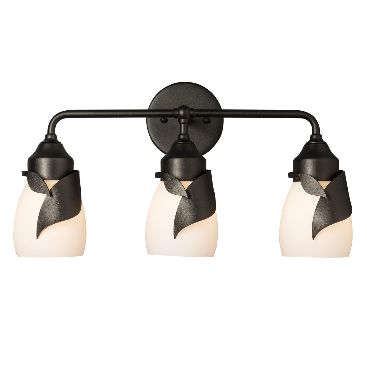 Hubbardton Forge 2022 Oil Rubbed Bronze Opal Glass (GG) Lapas 3-Light Bath Sconce