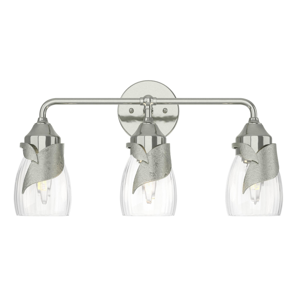 Hubbardton Forge 2022 Sterling Water Glass (LL) Lapas 3-Light Bath Sconce