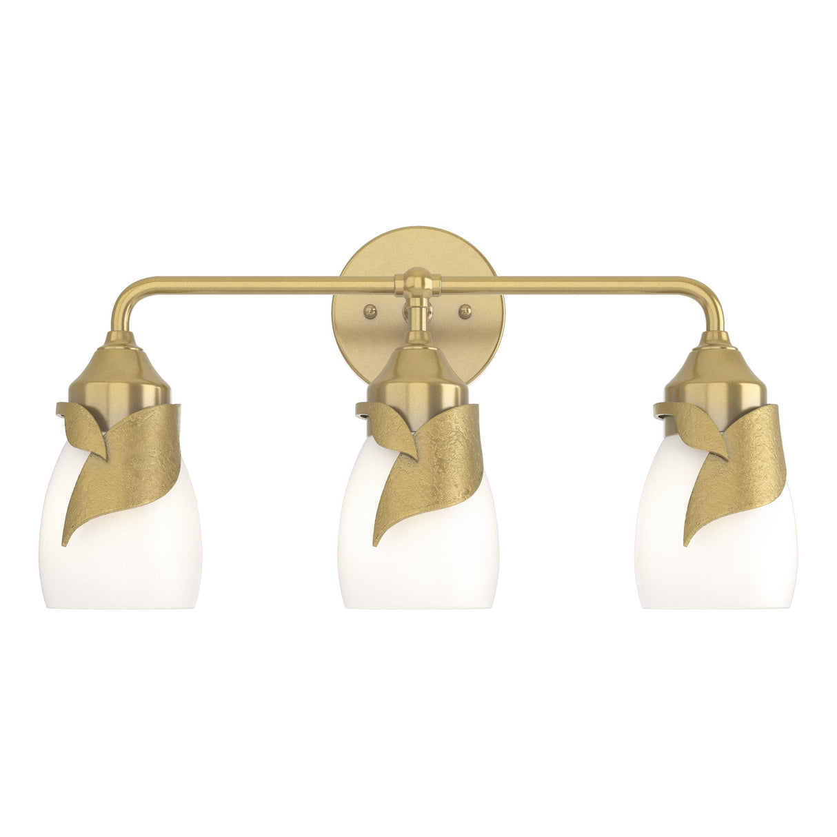 Hubbardton Forge 2022 Modern Brass Opal Glass (GG) Lapas 3-Light Bath Sconce