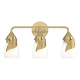 Hubbardton Forge 2022 Modern Brass Opal Glass (GG) Lapas 3-Light Bath Sconce