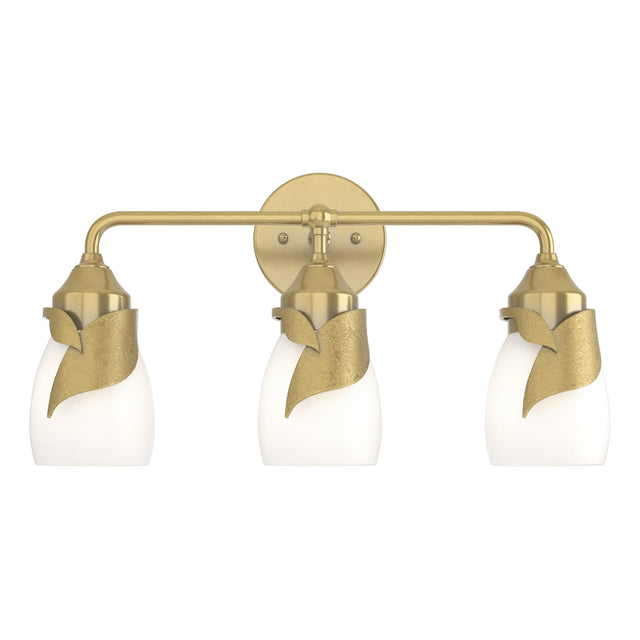 Hubbardton Forge 2022 Modern Brass Opal Glass (GG) Lapas 3-Light Bath Sconce