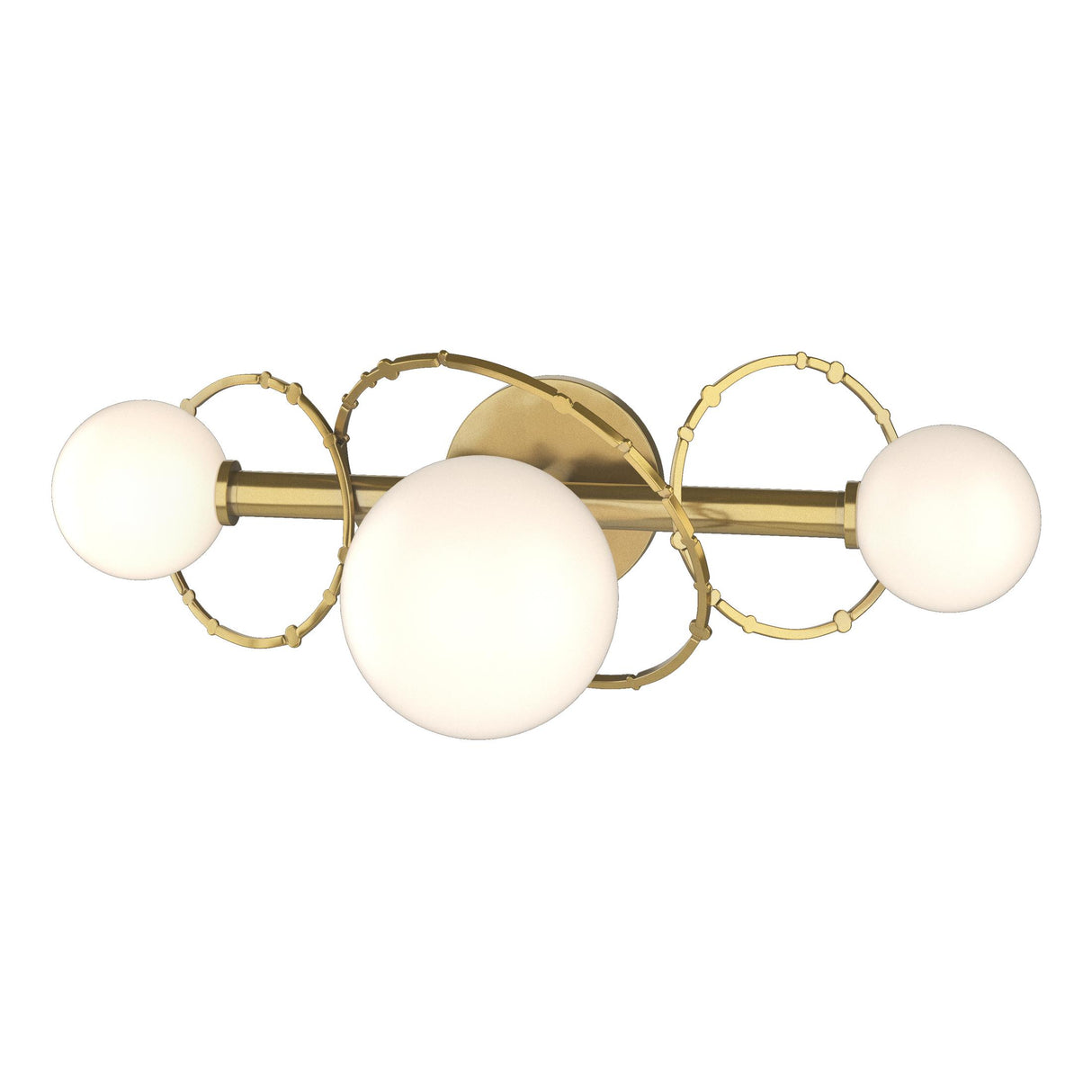 Hubbardton Forge 2022 Modern Brass Opal Glass (GG) Olympus 3-Light Bath Sconce