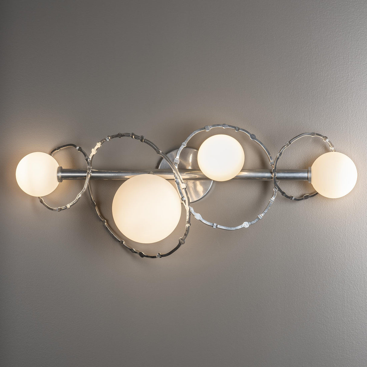 Hubbardton Forge 2022 Sterling Opal Glass (GG) Olympus 4-Light Bath Sconce