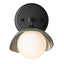 Hubbardton Forge 2022 Black Sterling Opal Glass (GG) Brooklyn 1-Light Single Shade Bath Sconce