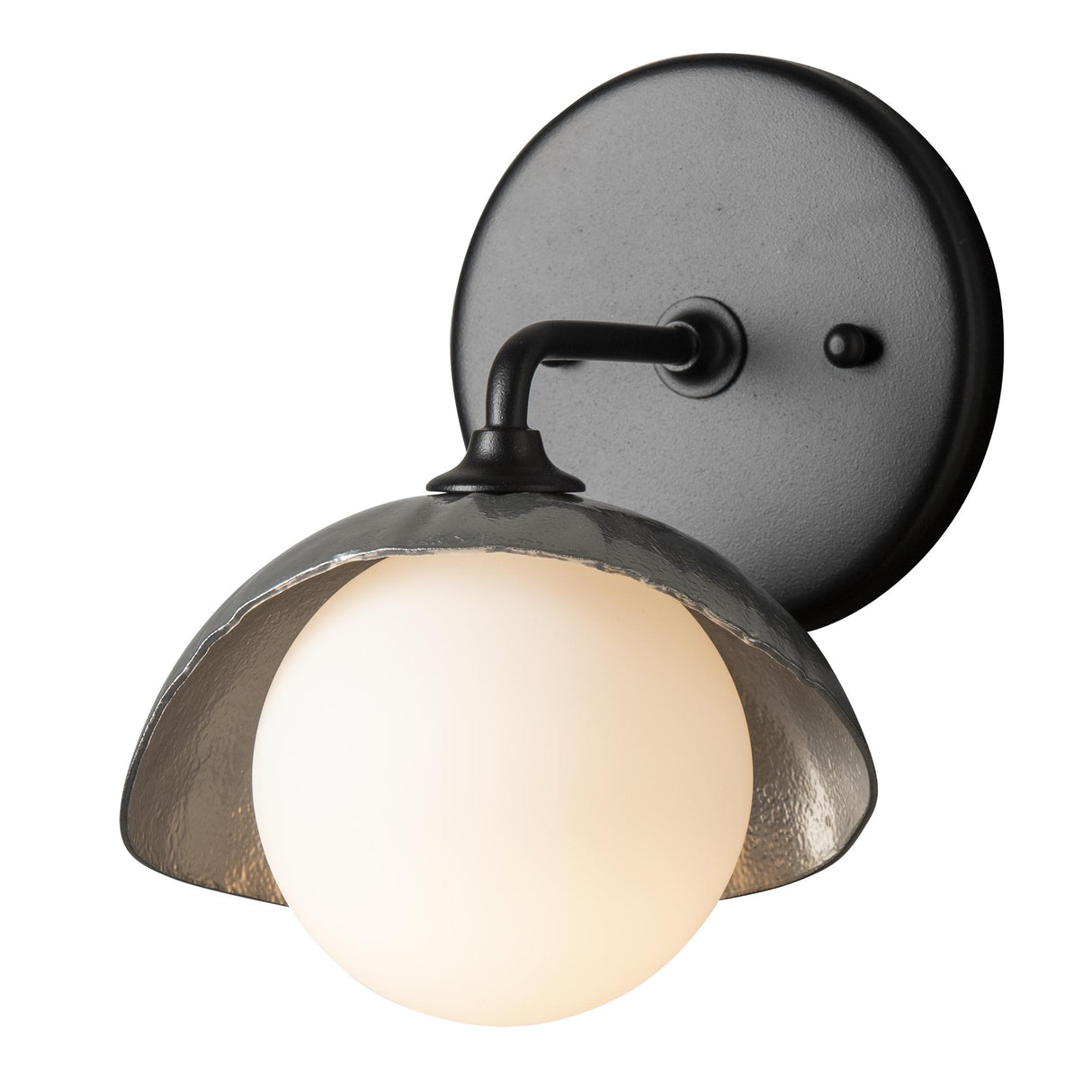 Hubbardton Forge 2022 Black Sterling Opal Glass (GG) Brooklyn 1-Light Single Shade Bath Sconce