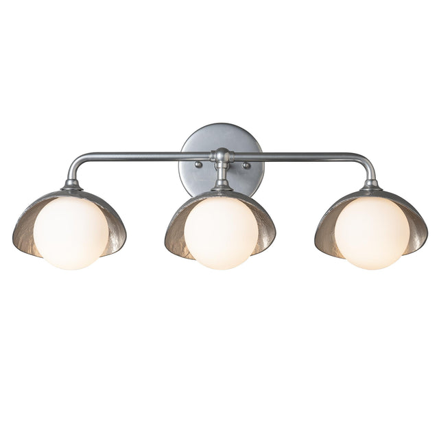 Hubbardton Forge 2022 Sterling Sterling Opal Glass (GG) Brooklyn 3-Light Single Shade Bath Sconce
