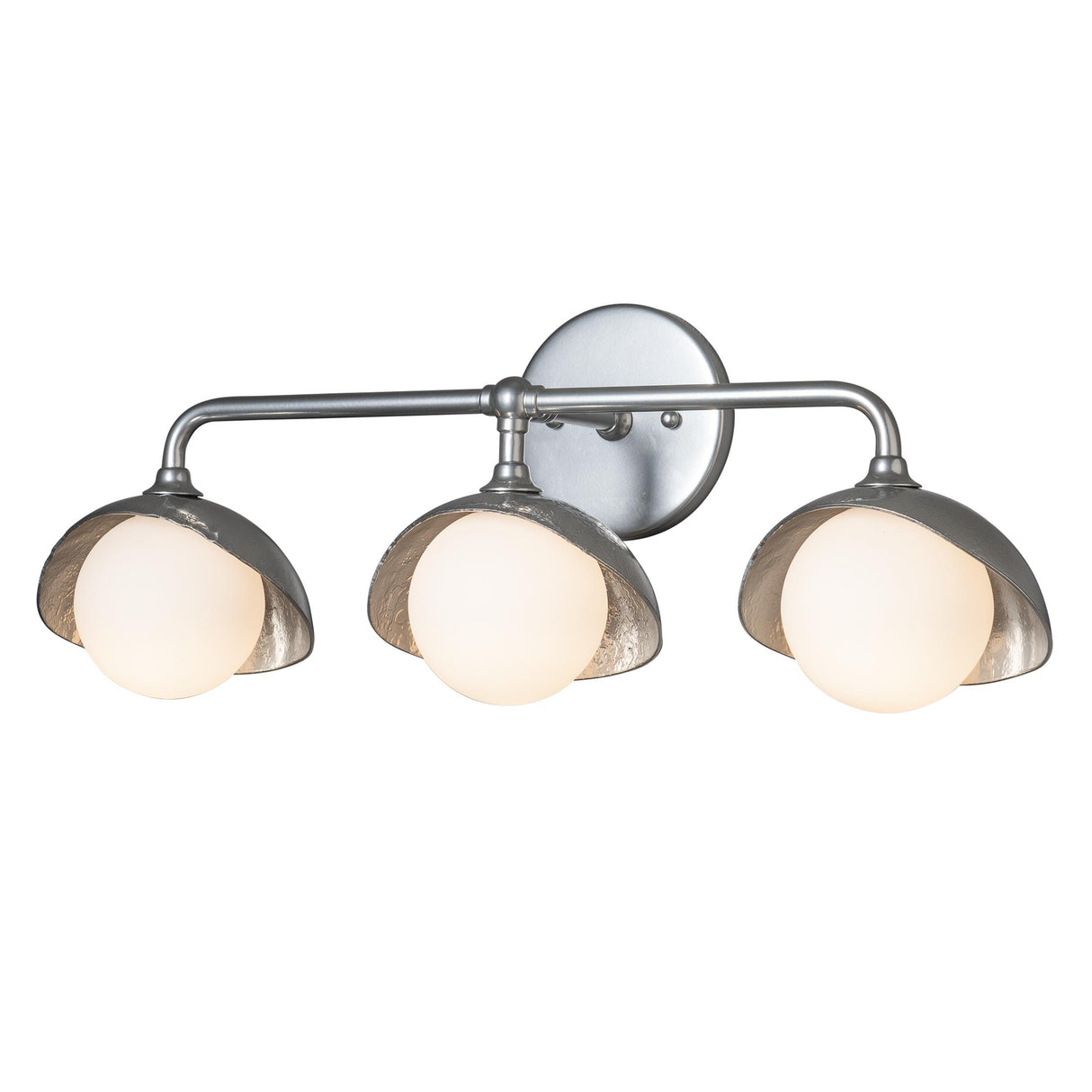 Hubbardton Forge 2022 Sterling Sterling Opal Glass (GG) Brooklyn 3-Light Single Shade Bath Sconce