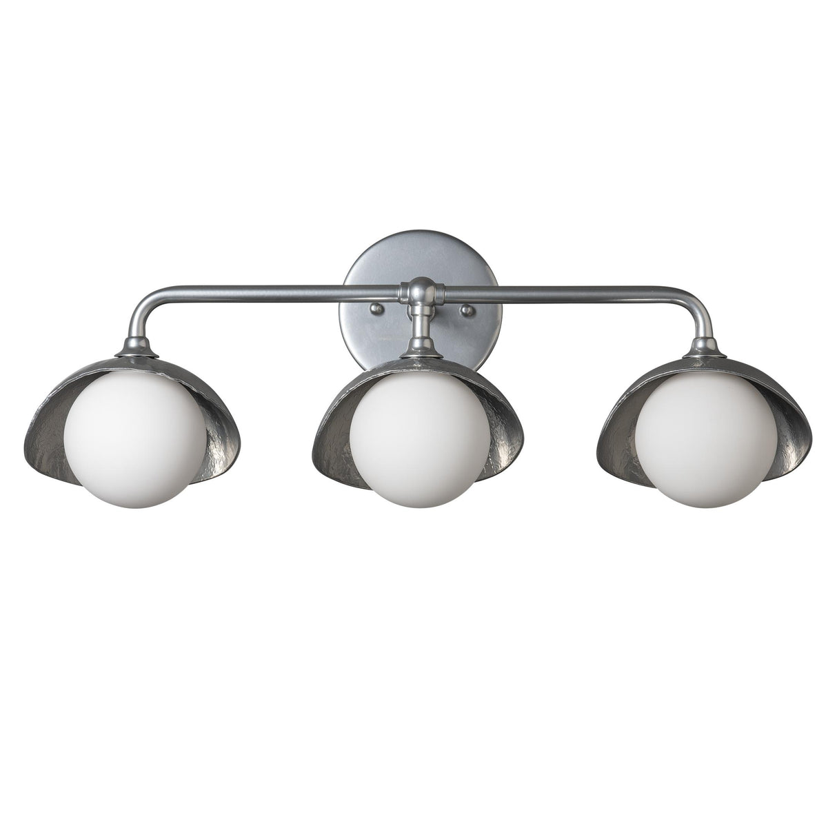 Hubbardton Forge 2022 Sterling Sterling Opal Glass (GG) Brooklyn 3-Light Single Shade Bath Sconce