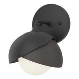 Hubbardton Forge 2022 Black Oil Rubbed Bronze Opal Glass (GG) Brooklyn 1-Light Double Shade Bath Sconce