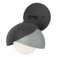 Hubbardton Forge 2022 Black Vintage Platinum Opal Glass (GG) Brooklyn 1-Light Double Shade Bath Sconce