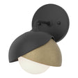 Hubbardton Forge 2022 Black Soft Gold Opal Glass (GG) Brooklyn 1-Light Double Shade Bath Sconce