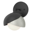 Hubbardton Forge 2022 Black Sterling Opal Glass (GG) Brooklyn 1-Light Double Shade Bath Sconce