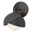 Hubbardton Forge 2022 Oil Rubbed Bronze Black Opal Glass (GG) Brooklyn 1-Light Double Shade Bath Sconce