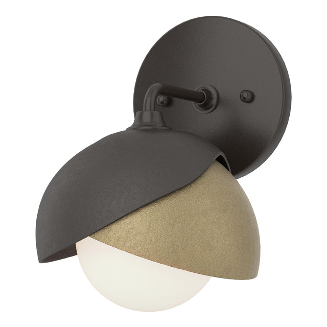 Hubbardton Forge 2022 Oil Rubbed Bronze Soft Gold Opal Glass (GG) Brooklyn 1-Light Double Shade Bath Sconce