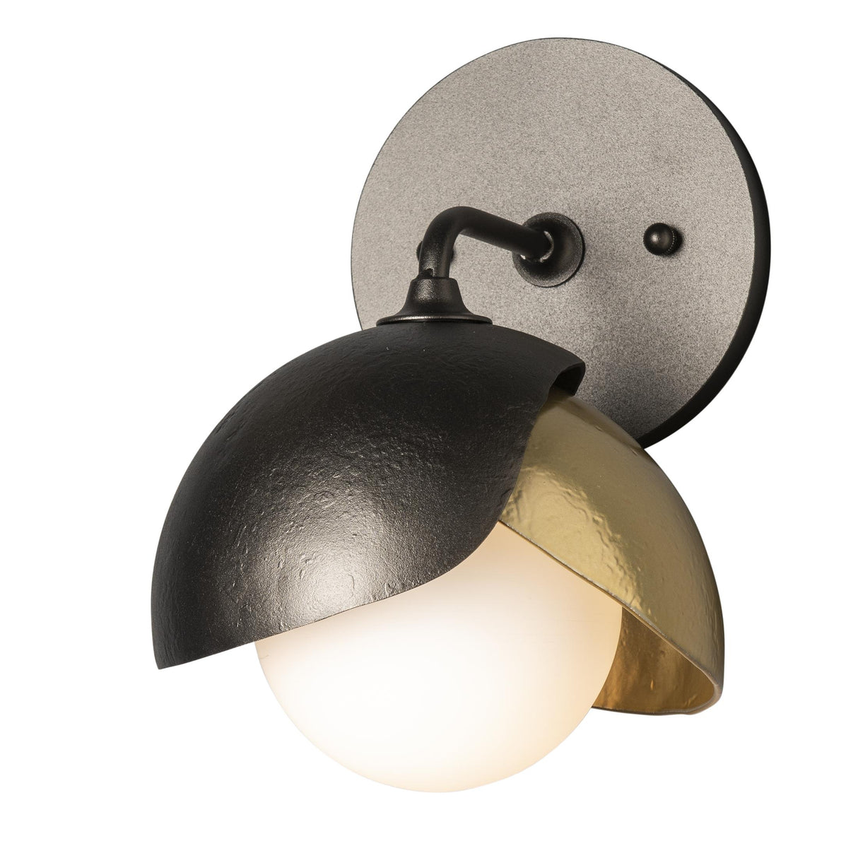 Hubbardton Forge 2022 Oil Rubbed Bronze Modern Brass Opal Glass (GG) Brooklyn 1-Light Double Shade Bath Sconce