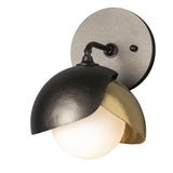 Hubbardton Forge 2022 Oil Rubbed Bronze Modern Brass Opal Glass (GG) Brooklyn 1-Light Double Shade Bath Sconce