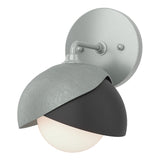 Hubbardton Forge 2022 Vintage Platinum Black Opal Glass (GG) Brooklyn 1-Light Double Shade Bath Sconce