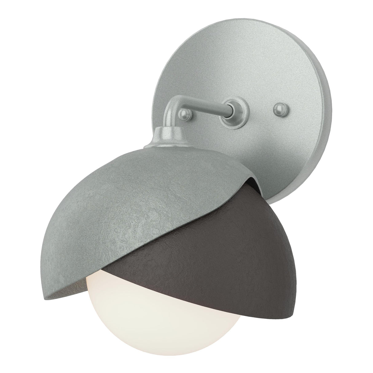 Hubbardton Forge 2022 Vintage Platinum Oil Rubbed Bronze Opal Glass (GG) Brooklyn 1-Light Double Shade Bath Sconce