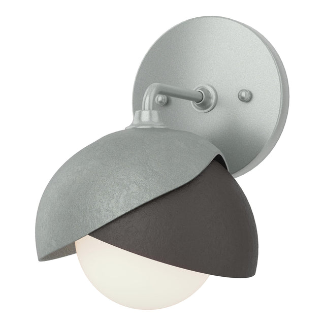 Hubbardton Forge 2022 Vintage Platinum Oil Rubbed Bronze Opal Glass (GG) Brooklyn 1-Light Double Shade Bath Sconce