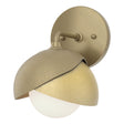 Hubbardton Forge 2022 Soft Gold Modern Brass Opal Glass (GG) Brooklyn 1-Light Double Shade Bath Sconce
