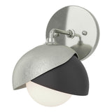 Hubbardton Forge 2022 Sterling Black Opal Glass (GG) Brooklyn 1-Light Double Shade Bath Sconce