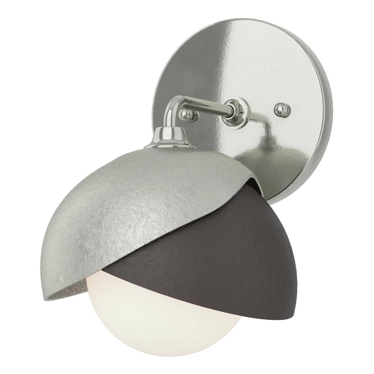 Hubbardton Forge 2022 Sterling Oil Rubbed Bronze Opal Glass (GG) Brooklyn 1-Light Double Shade Bath Sconce