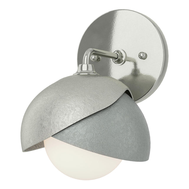 Hubbardton Forge 2022 Sterling Vintage Platinum Opal Glass (GG) Brooklyn 1-Light Double Shade Bath Sconce