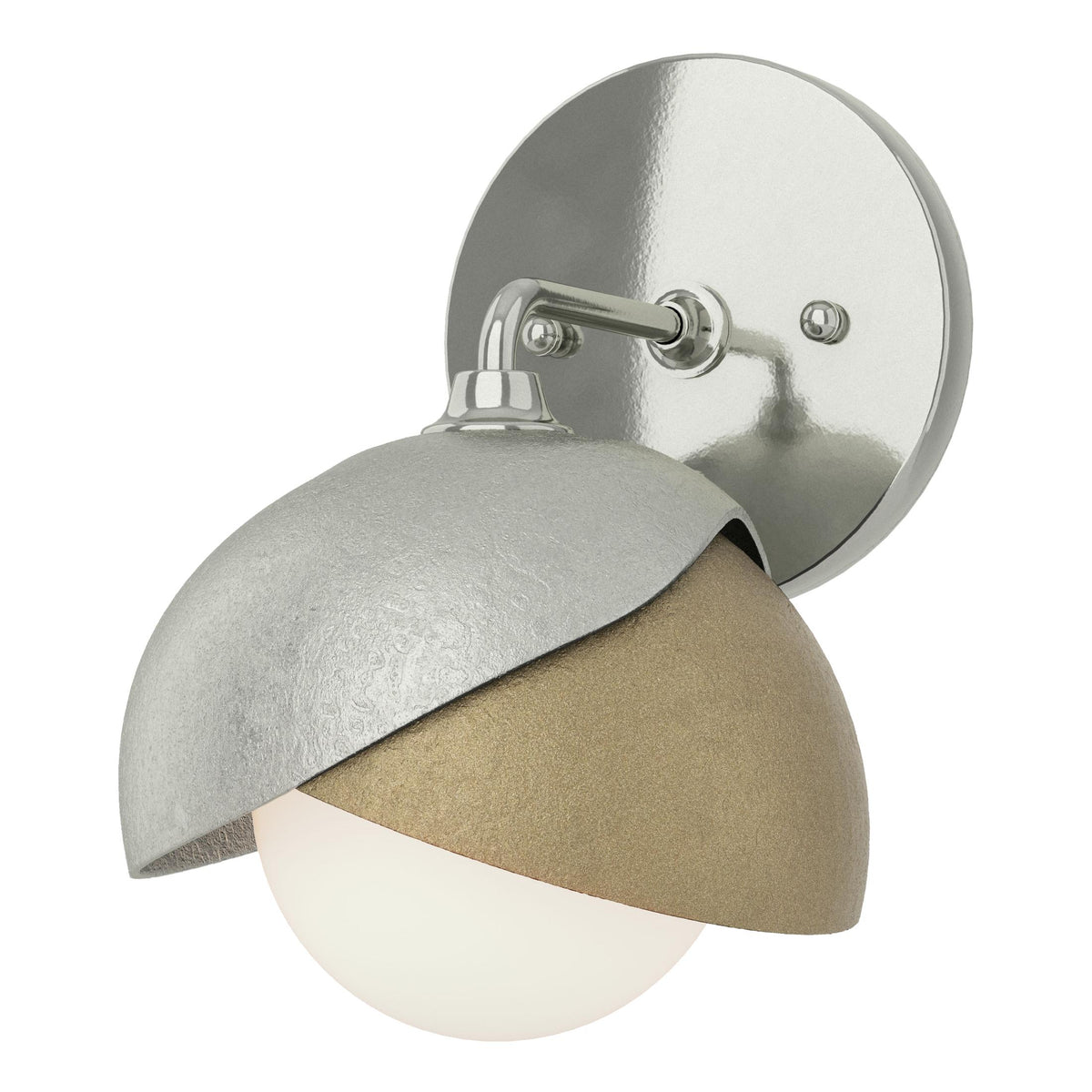 Hubbardton Forge 2022 Sterling Soft Gold Opal Glass (GG) Brooklyn 1-Light Double Shade Bath Sconce