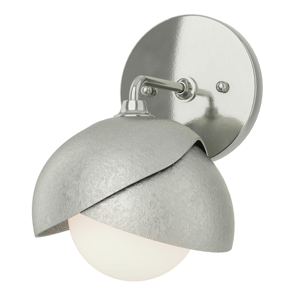 Hubbardton Forge 2022 Sterling Sterling Opal Glass (GG) Brooklyn 1-Light Double Shade Bath Sconce