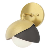 Hubbardton Forge 2022 Modern Brass Oil Rubbed Bronze Opal Glass (GG) Brooklyn 1-Light Double Shade Bath Sconce