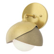Hubbardton Forge 2022 Modern Brass Soft Gold Opal Glass (GG) Brooklyn 1-Light Double Shade Bath Sconce