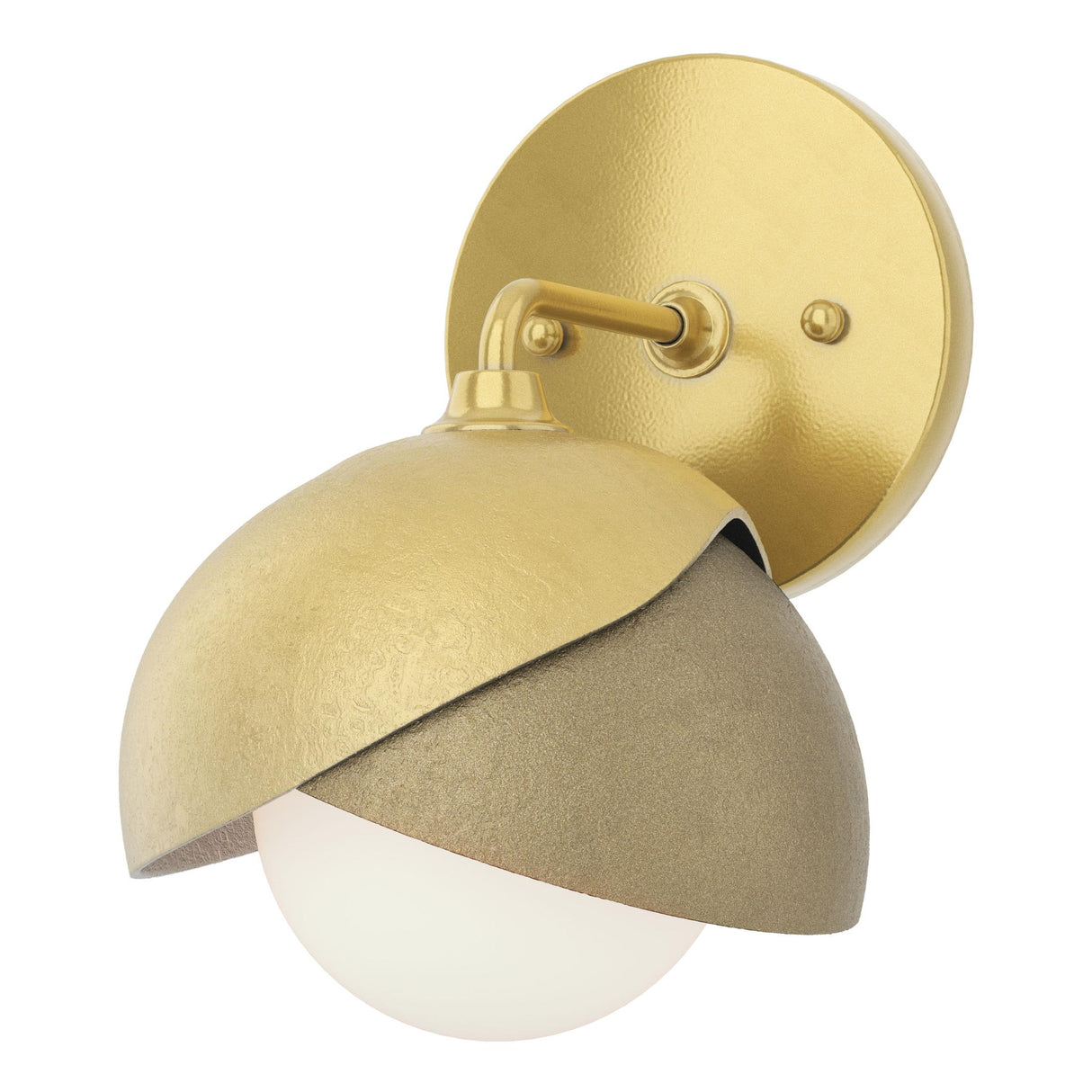 Hubbardton Forge 2022 Modern Brass Soft Gold Opal Glass (GG) Brooklyn 1-Light Double Shade Bath Sconce