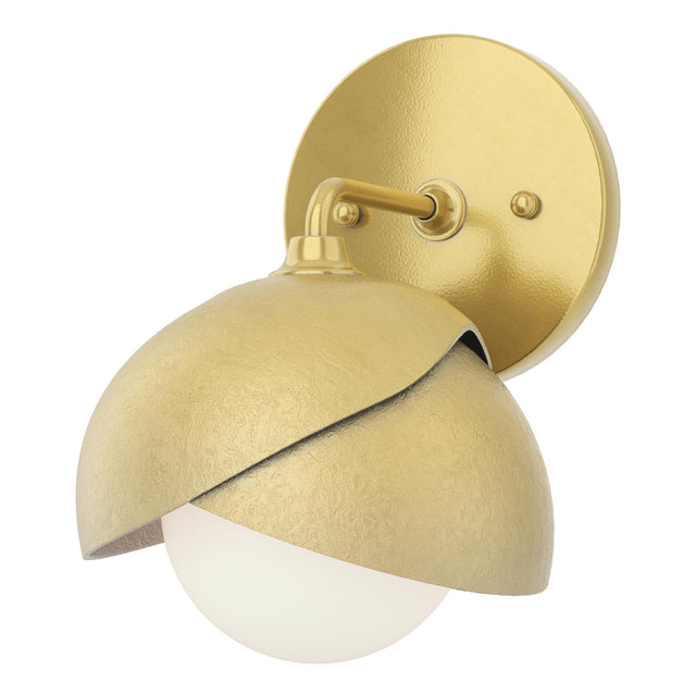 Hubbardton Forge 2022 Modern Brass Modern Brass Opal Glass (GG) Brooklyn 1-Light Double Shade Bath Sconce