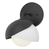 Hubbardton Forge 2022 Black White Opal Glass (GG) Brooklyn 1-Light Double Shade Bath Sconce