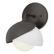 Hubbardton Forge 2022 Oil Rubbed Bronze White Opal Glass (GG) Brooklyn 1-Light Double Shade Bath Sconce