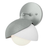 Hubbardton Forge 2022 Vintage Platinum White Opal Glass (GG) Brooklyn 1-Light Double Shade Bath Sconce