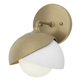 Hubbardton Forge 2022 Soft Gold White Opal Glass (GG) Brooklyn 1-Light Double Shade Bath Sconce
