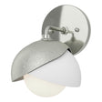 Hubbardton Forge 2022 Sterling White Opal Glass (GG) Brooklyn 1-Light Double Shade Bath Sconce