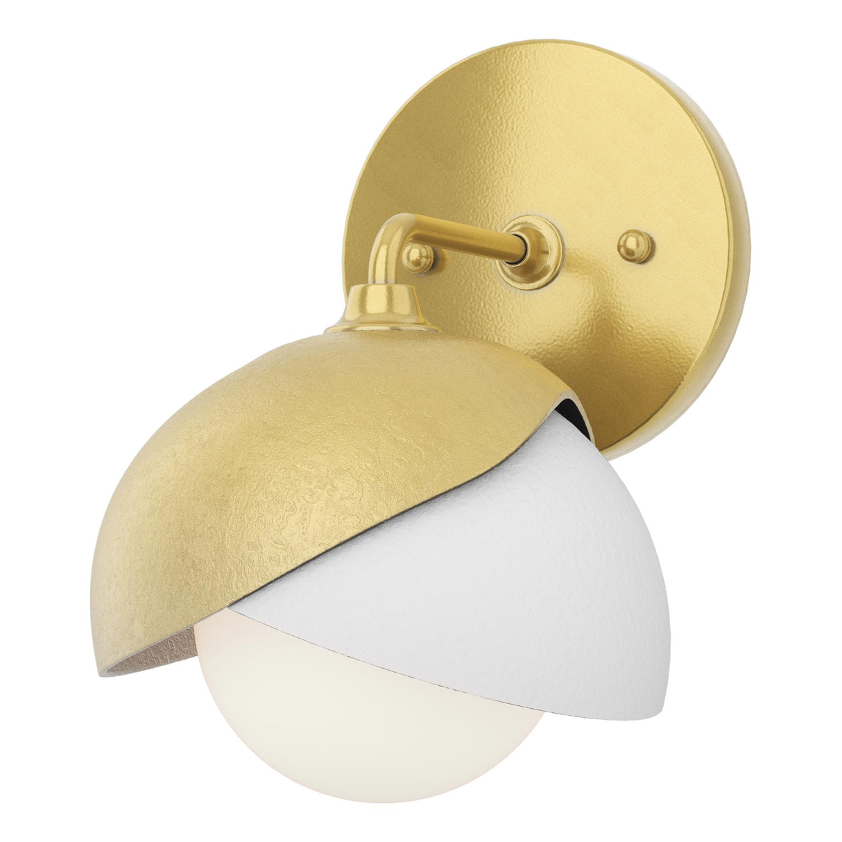 Hubbardton Forge 2022 Modern Brass White Opal Glass (GG) Brooklyn 1-Light Double Shade Bath Sconce