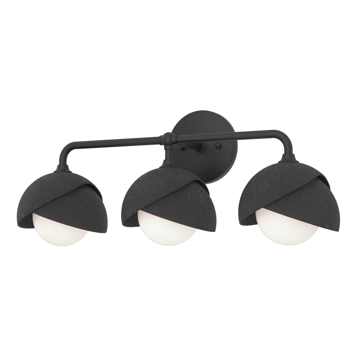 Hubbardton Forge 2022 Black Black Opal Glass (GG) Brooklyn 3-Light Double Shade Bath Sconce