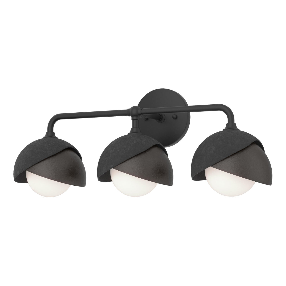 Hubbardton Forge 2022 Black Oil Rubbed Bronze Opal Glass (GG) Brooklyn 3-Light Double Shade Bath Sconce